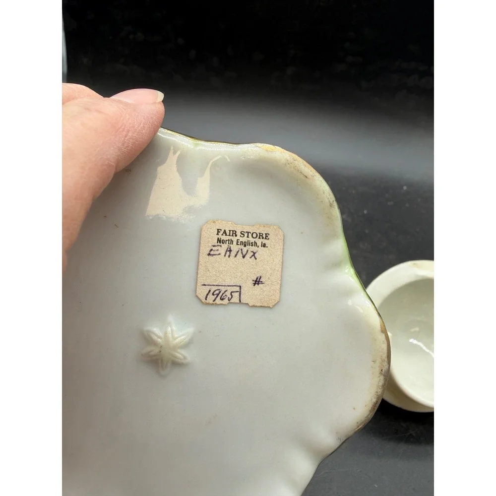 Vintage Hand Painted Porcelain Rose Creamer Pitcher with Saucer and Lid Gilt